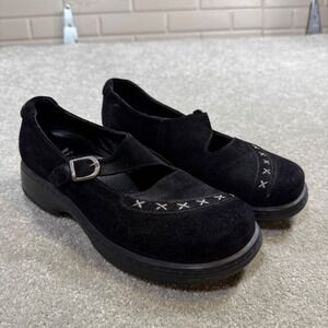 Dansko Suede Mary Jane Clogs Whipstitch Black Buckle Portugal 39 Womens 8.5-9